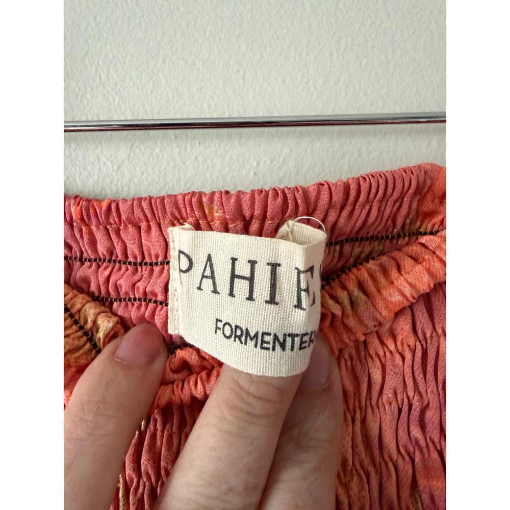 Pahiesa Formentera Silk Mini Skirt XS Tiered Smocked Ruffle Boho - Picture 6 of 12